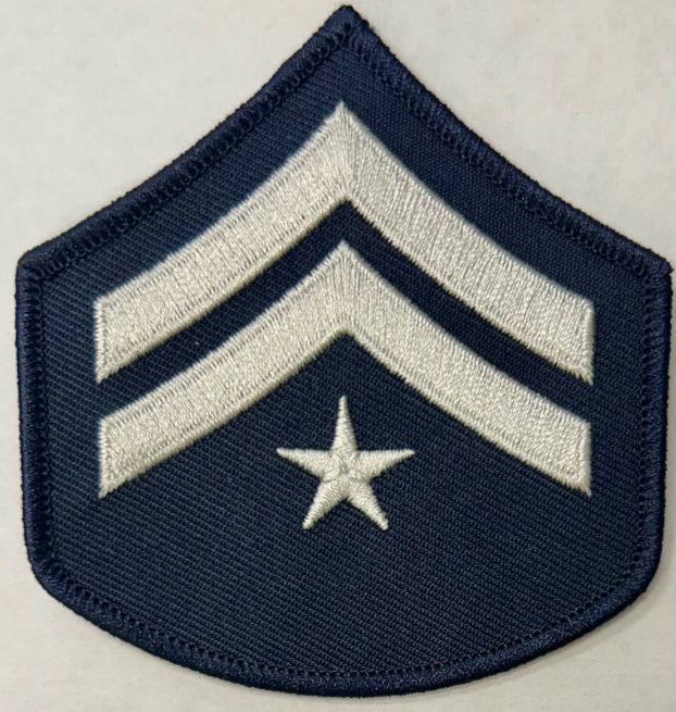 CORPORAL OVER 1 STAR CHEVRON - SILVER ON MIDNIGHT NAVY - SOLD in PAIRS.